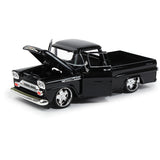 1958 Chevy Apache Fleetside Pickup Truck Lowrider Motormax Maxx Design Series 1/24 Diecast Model Car 79311MX Black