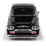 1958 Chevy Apache Fleetside Pickup Truck Lowrider Motormax Maxx Design Series 1/24 Diecast Model Car 79311MX Black