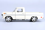 1969 Ford F-100 Pickup Truck White with Custom Wheels Lowrider 1:24 Scale Diecast Model by Motormax Maxx Design 79315MX