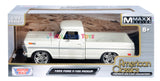 1969 Ford F-100 Pickup Truck White with Custom Wheels Lowrider 1:24 Scale Diecast Model by Motormax Maxx Design 79315MX
