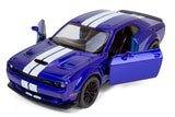 All Star Toys Exclusive 2018 Dodge Challenger SRT Hellcat Widebody Indigo Blue with Racing Stripes 1/24 Diecast Model Car Motormax 79350