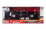 Motormax 2018 Chevy Silverado 1500 LTZ Crew Cab Pickup Truck with a Car Hauler, Truck & Tow Trailer Combo, 1/27 Scale Diecast Model, Black, All Star Toys Exclusive 79353/76001