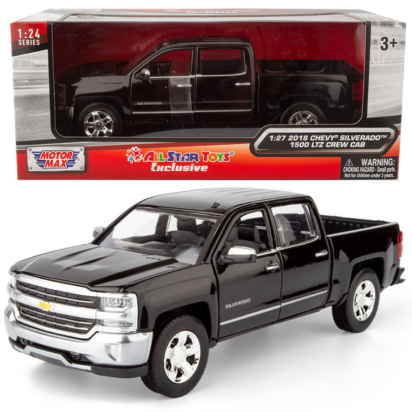 All Star Toys Exclusive 1:27 2018 CHEVY SILVERADO 1500 LTZ Crew Cab Black with Chrome Trims 79353