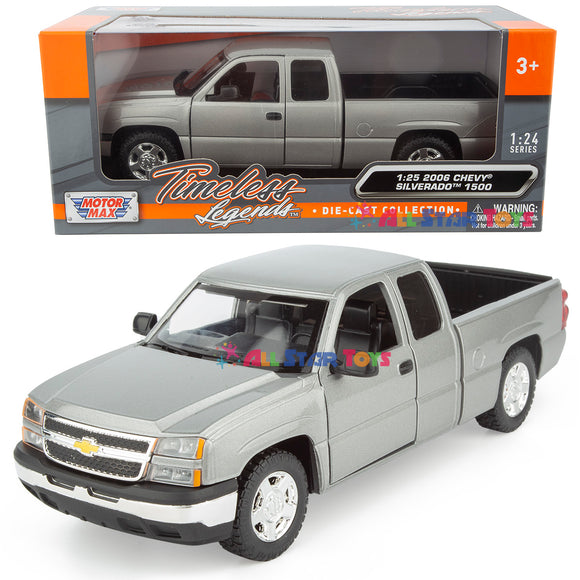2006 Chevrolet Silverado 1500 Extended Cab 1:25 Diecast Model by MotorMax 79393 Grey