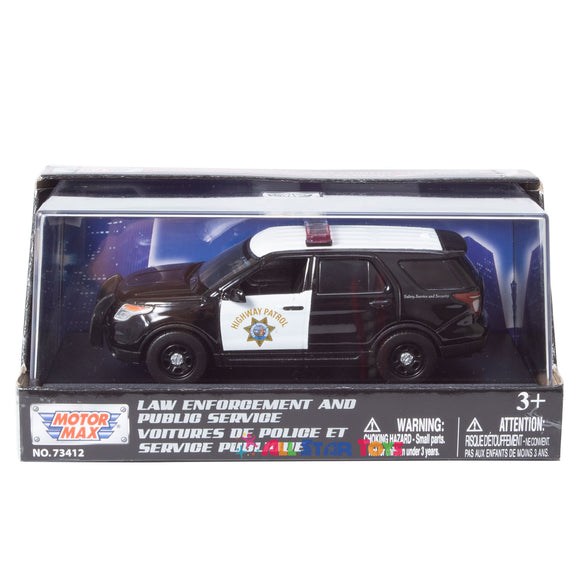 MOTORMAX 2015 Ford Explorer California Highway Patrol CHP Police Interceptor SUV 1:43 Diecast Model 79480 Black&White