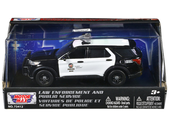 2022 Ford Explorer Los Angeles Police Department LAPD Police Interceptor Utility 1:43 Diecast Police Car with Acrylic Display Case 79498 Black&White