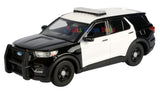 2022 Ford Explorer Police Interceptor Utility Blank Black & White with Roof Lightbar 1/43 (5 inch) Diecast Model Motormax 79496