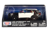 2022 Ford Explorer Police Interceptor Utility Blank Black & White with Roof Lightbar 1/43 (5 inch) Diecast Model Motormax 79496