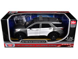 2022 Ford Explorer Police Interceptor Utility Unmarked Toronto Grey Light & Sound Version Builder Kit 1:24 Diecast Model Toy Car by MOTORMAX 79541 Gray with White Doors