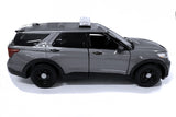 2022 Ford Explorer Police Interceptor Utility Unmarked Toronto Grey Light & Sound Version Builder Kit 1:24 Diecast Model Toy Car by MOTORMAX 79541 Gray