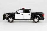 Motormax 1/27 2019 Ford F-150 Lariat Crew Cab Police Pickup Truck LIGHT & SOUND with Tool Box Unmarked BLACK 79542
