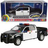 Motormax 1/27 2019 Ford F-150 Lariat Crew Cab Police Pickup Truck LIGHT & SOUND with Tool Box Unmarked BLACK 79542