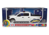 Motormax 1/27 2019 Ford F-150 Lariat Crew Cab Police Pickup Truck LIGHT & SOUND with Tool Box Unmarked White 79542
