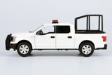 Motormax 1/27 2019 Ford F-150 Lariat Crew Cab Police Pickup Truck LIGHT and SOUND with Cage Bar Unmarked WHITE 79543