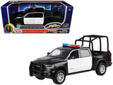 Motormax 1/27 2019 Ram 1500 LARAMIE CREW CAB Police Pickup Truck Black with Cage Bar and Realistic Light and Sound 79545BLK