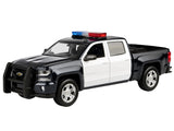 Motormax 1/27 2017 Chevy Silverado 1500 LT Z71 Crew Cab Police Pickup Truck Black with Realistic Light and Sound 79546BLK