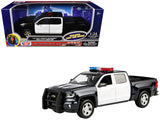 Motormax 1/27 2017 Chevy Silverado 1500 LT Z71 Crew Cab Police Pickup Truck Black with Realistic Light and Sound 79546BLK