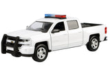 Motormax 1/27 2017 Chevy Silverado 1500 LT Z71 Crew Cab Police Pickup Truck White with Realistic Light and Sound 79546WHT