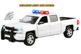 Motormax 1/27 2017 Chevy Silverado 1500 LT Z71 Crew Cab Police Pickup Truck White with Realistic Light and Sound 79546WHT