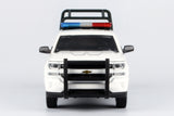 2017 Chevy Silverado 1500 LT Crew Cab Police Pickup Truck with Cage Bar, White 1/27 Diecast Model Motormax Law Enforcement Series 79547