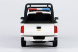 2017 Chevy Silverado 1500 LT Crew Cab Police Pickup Truck with Cage Bar, White 1/27 Diecast Model Motormax Law Enforcement Series 79547