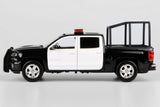 2017 Chevy Silverado 1500 LT Crew Cab Police Pickup Truck with Cage Bar Black&White  1/27 Diecast Model Motormax Law Enforcement Series 79547