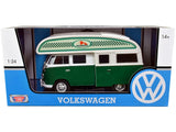 Volkswagen Type 2 (T1) Camper Van 1:24 Scale Diecast Model Toy Car by Motormax 79592 Green
