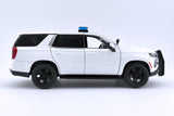 2025 Chevrolet Tahoe PPV Police Pursuit Vehicle w/ Light and Sound 1/25 Diecast Police Car Model Builder Kit Motormax 79623 WHITE