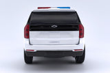 2025 Chevrolet Tahoe PPV Police Pursuit Vehicle w/ Light and Sound 1/25 Diecast Police Car Model Builder Kit Motormax 79623 WHITE