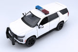 2025 Chevrolet Tahoe PPV Police Pursuit Vehicle w/ Light and Sound 1/25 Diecast Police Car Model Builder Kit Motormax 79623 WHITE