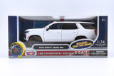 2025 Chevrolet Tahoe PPV Police Pursuit Vehicle w/ Light and Sound 1/25 Diecast Police Car Model Builder Kit Motormax 79623 WHITE