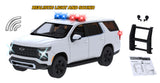 2025 Chevrolet Tahoe PPV Police Pursuit Vehicle w/ Light and Sound 1/25 Diecast Police Car Model Builder Kit Motormax 79623 WHITE