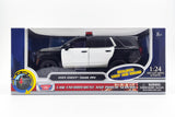 2025 Chevrolet Tahoe PPV Police Pursuit Vehicle w/ Light and Sound 1/25 Diecast Police Car Model Builder Kit Motormax 79623 Black&White