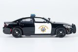 2023 Dodge Charger California Highway Patrol (CHP) Police Pursuit Car Black & White w/ Working Light & Sound 1/24 Diecast Model Motormax 79625