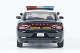 2023 Dodge Charger California Highway Patrol (CHP) Police Pursuit Car Black & White w/ Working Light & Sound 1/24 Diecast Model Motormax 79625