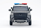 2025 Chevrolet Tahoe Los Angeles Police Department LAPD Police Pursuit Vehicle w/ Light and Sound 1/25 Diecast Police Car Model Builder Kit Motormax 79627 Black&White