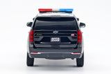 2025 Chevrolet Tahoe Los Angeles Police Department LAPD Police Pursuit Vehicle w/ Light and Sound 1/25 Diecast Police Car Model Builder Kit Motormax 79627 Black&White