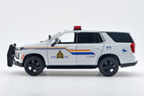 2025 Chevrolet Tahoe Royal Canadian Mounted Police RCMP Pursuit Vehicle w/ Light and Sound 1/25 Diecast Police Car Model Builder Kit Motormax 79628 WHITE