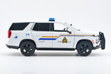 2025 Chevrolet Tahoe Royal Canadian Mounted Police RCMP Pursuit Vehicle w/ Light and Sound 1/25 Diecast Police Car Model Builder Kit Motormax 79628 WHITE