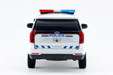 2025 Chevrolet Tahoe Royal Canadian Mounted Police RCMP Pursuit Vehicle w/ Light and Sound 1/25 Diecast Police Car Model Builder Kit Motormax 79628 WHITE