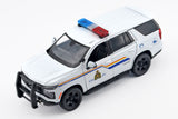 2025 Chevrolet Tahoe Royal Canadian Mounted Police RCMP Pursuit Vehicle w/ Light and Sound 1/25 Diecast Police Car Model Builder Kit Motormax 79628 WHITE
