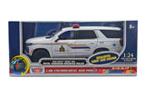 2025 Chevrolet Tahoe Royal Canadian Mounted Police RCMP Pursuit Vehicle w/ Light and Sound 1/25 Diecast Police Car Model Builder Kit Motormax 79628 WHITE