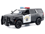 2025 Chevrolet Tahoe California Highway Patrol CHP Police Pursuit Vehicle w/ Light and Sound 1/25 Diecast Police Car Model Builder Kit Motormax 79629 Black&White