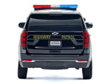2025 Chevrolet Tahoe California Highway Patrol CHP Police Pursuit Vehicle w/ Light and Sound 1/25 Diecast Police Car Model Builder Kit Motormax 79629 Black&White