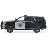 2025 Chevrolet Tahoe California Highway Patrol CHP Police Pursuit Vehicle w/ Light and Sound 1/25 Diecast Police Car Model Builder Kit Motormax 79629 Black&White