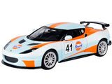 Motormax 79660 Lotus Evora GT4 Gulf 1:24 with Orange Stripes Light Blue