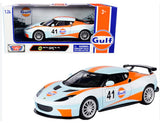 Motormax 79660 Lotus Evora GT4 Gulf 1:24 with Orange Stripes Light Blue