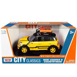 Motormax City Classics Mini Cooper and Countryman with Roof Rack and Accessories Yellow Diecast Car Model 79752