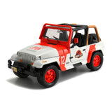 1/24 "Jurassic World" Jeep Wrangler Diecast Model Cream and Red with Black Interior by Jada 97806