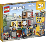 LEGO® Creator 3in1  Townhouse Pet Shop & Café 31097 Toy Store Building Set with Bank, Town Playset with a Toy Tram, Animal Figures and Minifigures (969 Pieces)
